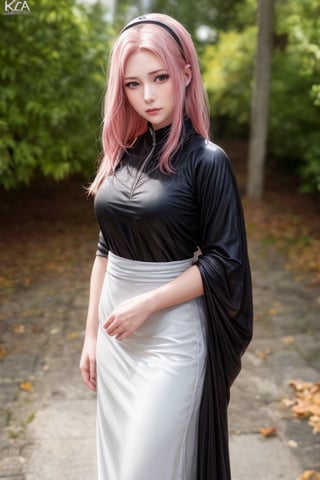 1girl, pretty young woman, masterpiece, photorealistic, hyper realistic, depth of field, ultra detail face, profesional photography, 4K, 8K, whole body, full body, perfect body, fit body, random facial expression, konoha head protector, konoha outfit, DMM,sakura haruno, green eyes, pink long hair, rhombus on the forehead