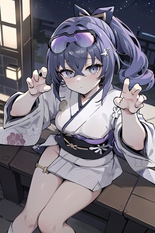 computer_background, high_resolution, best quality, extremely detailed, HD, 8K, 1_girl, figure_sexy,  SilverWolfV5, (white_kimono:1.6), Blora, apathetic, no_emotions,, (night:1.4), (dynamic_pose:1.4), (from_above:1.4)