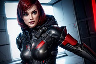 1 girl, sexy, combat armor, sselife, N7, Black hoodie, N7 smirk,Jane,Shepard, m