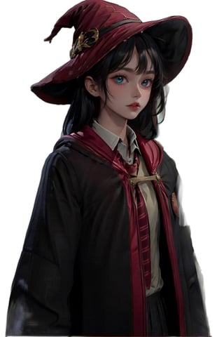 (masterpiece, top quality, best quality, official art, beautiful and aesthetic:1.2), (1girl:1.3), heterochromia, SharpEyess ,SharpEyess, white hair, long hair,hogrobe, witch_hat