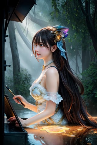 (1girl:1.3), long hair, ultra hd detailed painting, digital art, Jean-Baptiste Monge style, bright, beautiful, splash, Glittering , cute and adorable,  filigree,  , rim lighting, lights, extremely ,  magic, surreal, fantasy, digital art, , wlop, artgerm and james jean, , centered, symmetry, painted, intricate, volumetric lighting, beautiful, rich deep colors masterpiece, sharp focus, ultra detailed, in the style of dan mumford and marc simonetti, astrophotography