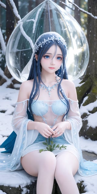 A beautiful veiled girl,  a magical ice with white skin and glowing blue crystalline , fantasy, snow, ice, digital art, a diminutive gently crying little wizard with tears as big as dew drops sitting in the rain on a leaf covered by moss, snowy forest background, tiny flowers, sparkling with frosty snow dew and snow drops, red orange and yellow colors through dappled sunlight,perfecteyes eyes, SFW, 


Xueer,hina