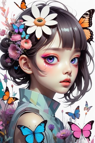 (masterpiece:1.1),(highest quality:1.1),(HDR:1),ambient light,ultra-high quality,( ultra detailed original illustration),(1girl, upper body),((harajuku fashion)),((flowers with human eyes, flower eyes)),double exposure,fusion of fluid abstract art,glitch,(original illustration composition),(fusion of limited color, maximalism artstyle, geometric artstyle, butterflies, junk art), (beautiful, cute, innocent), more detail XL