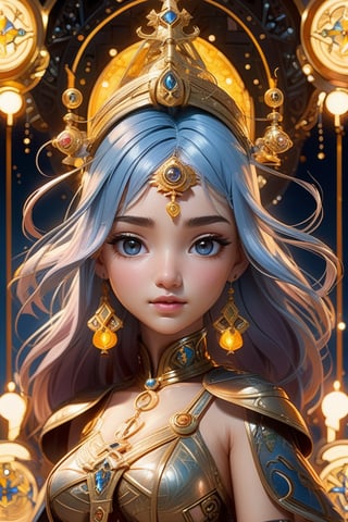 masterpiece, best quality, super detailed face and eyes and clothes, single girl, (papal mantum), symbol shaped golden eyes, shiny golden holy cross on background, (art nouveau:1.1), sidblue theme, masterpiece, magical girl, (impossible clothes:1.5), microskirt, gradient background, silver blue hair, , blunt bangs, sidelocks, pink eyes, medium breasts, breasts, thigh gap, hair ornament, arched back, black_witch_hat, intricate_embellishments, Mystical_fountains, glowing_crystalse lighting, alphonse muchales, 