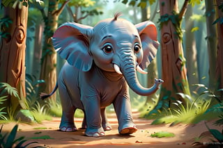 8K,Best quality, masterpiece, ultra-high res, (photorealistic:1.4), Masterpiece, Concept Art,, singleL one baby elephant 