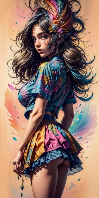 (watercolor painting:1.4, dynamic_angle), Looks like (riley_reid:mia_malkova), abstract beauty with white hair, fit, athletic_long_legs, medium_breasts, looking at the camera, approaching perfection, dynamic, Victorian period blouse with orange black blue and pink colors, short pleated skirt, (highly detailed, digital painting, artstation, concept art), sharp focus, watercolor style,mrrpss (Very best quality, ultra detailed, 8k, surrealistic):2, upper body shot
,colorhalf00d