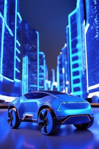 (wide screen advertising video style at small with projector), ((Synthetic rubber material Matte material), (symmetrical beauty), (blockchainCAR), (vehicle 1), (a detailed vehicle), (cyborg), (expressionless), ((Full body shot)), (cyborg type city cafe background), (a Blue clay body), (precision near-future illumination), (big picture) , 3d style, cyborg style, CYBER information space, high quality, realistic, 8k,  zbxr, ,zj, SteelHeartQuiron character, 3d style, 3d, 3d render