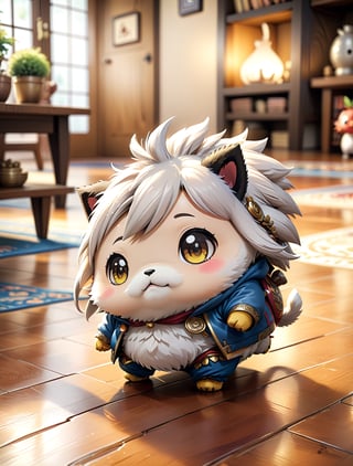 ((anime chibi style)), mythical animal walking on the floor, cozy setting, dynamic angle, depth of field, detail XL, (anime),fat