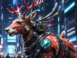 ((anime)), cyberpunk rocket reindeer, dynamic angle, depth of field, detail XL, ,realistic