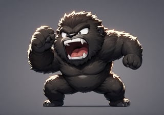 Masterpiece, 4K, ultra detailed, ((solo)), chibi anime style, furry King Kong roaring, solid background, more detail XL, SFW, 