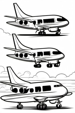 chibi modern air plane ,Coloring Book
