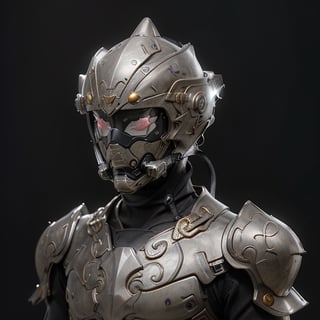 intricate detailed armored helmet, futuristic, technologic, panel,  full face mask, combat technology, tech filigrane, gold, aluminium, purple metalized, studio photography,  8k,super_detailed, ultra_high_resolution, Best quality, masterpiece,  dynamic lighting, depth of field, deep shadow, RAW photo, best quality,rototech