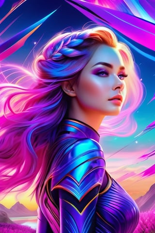 Ultra detailed digital painting masterpiece of a woman play with cute little fantasy creature, ultra detailed complex background, purple colors, ultra detailed pink eyes, highest possible resulution, ultra rich Colors, raytracing reflections, ultra realistic physics, over billion of details, hyper detailed environment, beautiful clothing and accessories, hyper detailed textures, lumen lighting, hyper realistic lumen, hyper detailed Render, creative, ultra detailed digital art, gorgeous hair style, ultra detailed hair, shiny hair colors, complimentary colors, ultra detailed sky, volumetric, Abstract art style, Mysterious,AdaWongRE