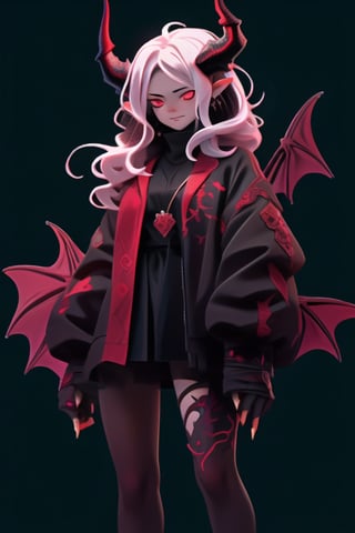 style of Seven Daluz,a woman with red eyes, behind her stands the dragon of a demon, his horns have red horns,shkaristyle