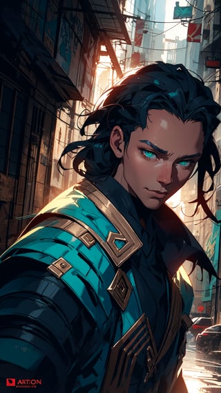 Marvel's Loki, Tom Hiddleston, highly detailed, digital painting, artstation, concept art, smooth, sharp focus, illustration, Epic background, dystopian world, green volumetric lighting, nether world, art by artgerm and alphonse mucha, high definition digital art, in the style of ilya kuvshinov and Ross tran