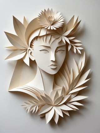 punk, Kirigami representation, 3D, paper folding, paper cutting, Japanese, intricate, symmetrical, precision, clean lines, flora borsi and albert gleizes, Folk Art Style, massurrealism,
