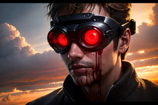 (Realistic:1.5) EdobHorrorLandscape , glowing eyes, blood, cloudy sky, red theme, landscape, 1boy, edobhorrorlandscape, extra eyes, extra eyes, goggles, 