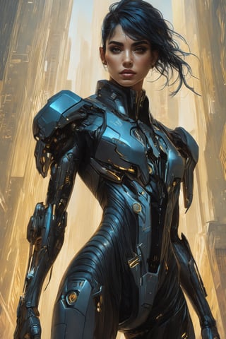 high quality visuals, dim Lighting, sharply focused, octane render, Sofia Boutella as a biomechanical cyberpunk bounty hunter wearing a futuristic space tactical space suit, intricate, elegant, highly detailed, centered, digital painting, artstation, concept art, smooth, sharp focus, illustration, artgerm, tomasz alen kopera, peter mohrbacher, donato giancola, joseph christian leyendecker, wlop, boris vallejo,
, 