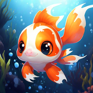 clownfish kitten in digimon art style