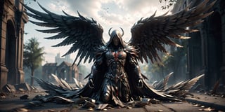 a fallen angel, AngelicStyle, photorealistic , Spawn