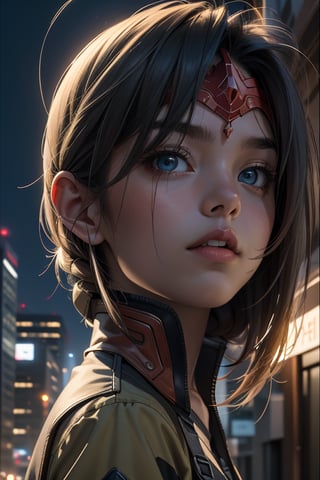 girl warrior  , good image quality, night style city background
