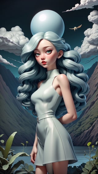 ((SFW)), ((A beautiful Caucasian girl in a white dress is standing turning around on a hill full of green grass. There is a river and a mountain in the background. A very shiny sun lights up the ground with some clouds. Medieval European style. insane detailed face, detailed face, detailed eyes, Photorealistic.:1.5)), Imaginative_Melodies, Gardenia_Portraits, 