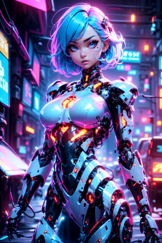 masterpiece, best quality, full body, (1 mechanical girl in a fighting stance:1.5),(transparent surfaces and skins:1.5),(many mechanical gears and electronic components inside the body:1.4),(mechanical vertebra and cervial:1.3),solo,expressionless,(wires and cables from spine to arms:1.4),(mechanical arms of surgical machine around:1.2),(Circuit boards:1.4),(character focus:1.3),science fiction, ((small breasts:1.4)),((mechanical exoskeleton)),Mecha,metal bra,metal thong, small breasts, looking at viewer, ,mecha