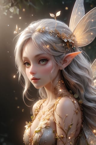 (((gold, silver, glimmer)), faerie), limited palette, contrast, phenomenal aesthetic, best quality, sumptuous artwork,more detail XL,Extremely Realistic,Fairy