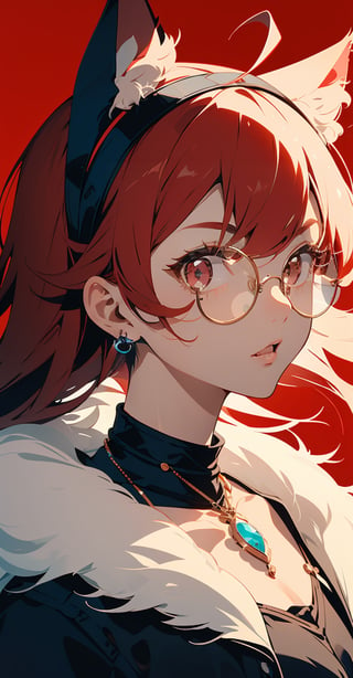((eris_greyrat, ahoge, hairband, black hairband,,))

(masterpiece), (masterpiece:1.3), (best quality:1.3), solo, 1GIRL, looking at viewer, simple background, animal ears, jewelry, closed mouth, female focus, earrings, glasses, artist name, necklace, collar, no humans, animal, watermark, cat, slit pupils, brooch, gem, portrait, red background, furry, pendant, round eyewear, animal focus, red theme, whiskers, red gemstone, black fur,portrait, illustration, fcloseup, face, rgbcolor, emotion,illustration