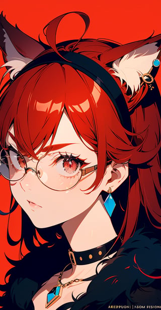 ((eris_greyrat, ahoge, hairband, black hairband,,))

(masterpiece), (masterpiece:1.3), (best quality:1.3), solo, 1GIRL, looking at viewer, simple background, animal ears, jewelry, closed mouth, female focus, earrings, glasses, artist name, necklace, collar, no humans, animal, watermark, cat, slit pupils, brooch, gem, portrait, red background, furry, pendant, round eyewear, animal focus, red theme, whiskers, red gemstone, black fur,portrait, illustration, fcloseup, face, rgbcolor, emotion,illustration