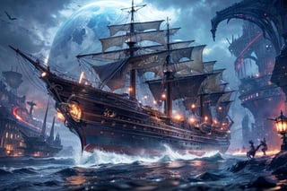 Fantasy ship 4k hdr cinematic 