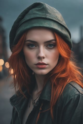 raw realistic/imagine a girl with red hair and elves hat, in the style of hyper-realistic urban, celestialpunk, realistic scenes, luminous skies, photo-realistic hyperbole, leather/hide, exaggerated facil features  
grainy cinematic,  godlyphoto r3al,detailmaster2,aesthetic portrait, cinematic colors, earthy , moody,  look , grainy cinematic, fantasy vibes  godlyphoto r3al,detailmaster2,aesthetic portrait, cinematic colors, earthy , moody,  
