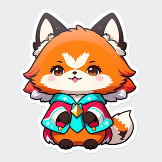 ((best quality)), ((masterpiece)), (detailed), kawaii sticker, 1girl, caucasian, colorful, cute fox costume, ultra realistic, ultra detailed, average girl, upper body, closeup, chibi, simple background,sticker,