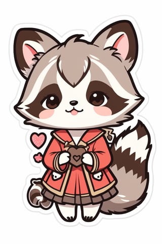 ((best quality)), ((masterpiece)), (detailed), kawaii sticker, pretty raccoon girl,sticker