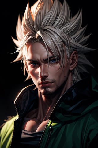 detailed portrait, ultra realistic, 1boy, highly detailed clothes, wearing neon coat with hood, beautiful face, robotic, super saiyen, blond hair, brush strokes, 12k, beautiful outfit, wlop, high definition, cinematic, behance contest winner, portrait featured on unsplash, stylized digital art, smooth,raidenshogundef,son goku