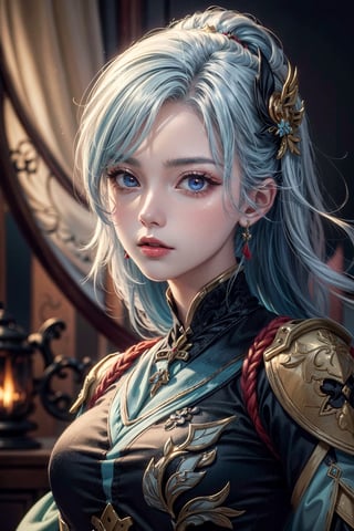 vector art, illustration of Shenhe from Genshin Impact, beautiful face, detailed face, detailed eyes, glossy light blue hair, intricately detailed outfit, colorful art, brush stroke, sakimichan, wlop, loish, intricate artwork masterpiece, oil painting, extremely detailed, amazing, fine detail, rich colors, dramatic lighting, unreal engine, trending on artstation
,shenhe(genshin impact)