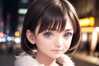 ((1girl, 16year old girl:1.5)), ((Portrait)),loli, petite girl,  whole body, children's body, beautiful shining body, bangs,((darkbrown hair:1.3)),high eyes,(aquamarine eyes), petite,tall eyes, beautiful girl with fine details, Beautiful and delicate eyes, detailed face, Beautiful eyes,natural light,((realism: 1.2 )), dynamic far view shot,cinematic lighting, perfect composition, by sumic.mic, ultra detailed, official art, masterpiece, (best quality:1.3), reflections, extremely detailed cg unity 8k wallpaper, detailed background, masterpiece, best quality , (masterpiece), (best quality:1.4), (ultra highres:1.2), (hyperrealistic:1.4), (photorealistic:1.2), best quality, high quality, highres, detail enhancement, ((Medium hair:1.4)),
((tareme,animated eyes, big eyes,droopy eyes:1.2)),((random expression)),,random Angle,((coat,muffler:1.4)),((thick eyebrows:1.1)),perfect,((manga like visual)),((winter street lights)),perfect light,white fur,facial_mark, neon_palette, shaped_highlights, ((bokeh background, blurry background)), night time, night sky, (city light), horizontal angle, looking away, perfect anatomy, colorful hair clip, many hair clips, ,1girl