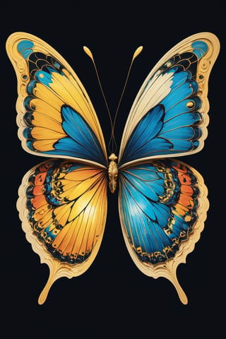 (Masterpiece),  An image of a butterfly with wings formed by two human faces looking at each other and facing each other,  one light and the other dark,  representing the duality of the Gemini,  the image quality is 8k,  The image has an optical illusion effect of two faces facing each other,  mimicking the wings of the butterfly,  creating a contrast between colors and shapes,  the effect also generates some lines and curves that simulat