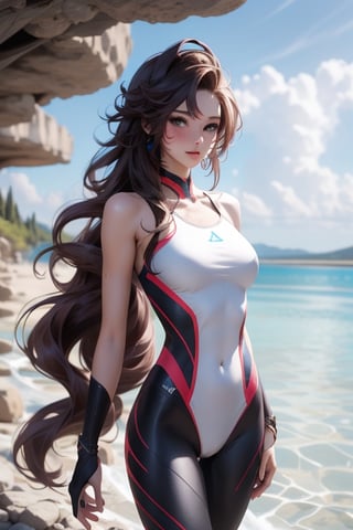 Hair Color Matched Swimsuit, Sweating, Beach, White Skin, Brown Hair, Tight Suit, O-Ring Leggings, Nudity, Mikana_yamamoto, Yaohu, BOTHER, Fate/Stay Fund, Perfect Eyes, edgSDress, Day, Pamukkale , cave, eufemia li britannia