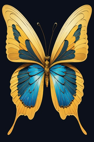 (Masterpiece),  An image of a butterfly with wings formed by two human faces looking at each other and facing each other,  one light and the other dark,  representing the duality of the Gemini,  the image quality is 8k,  The image has an optical illusion effect of two faces facing each other,  mimicking the wings of the butterfly,  creating a contrast between colors and shapes,  the effect also generates some lines and curves that simulat