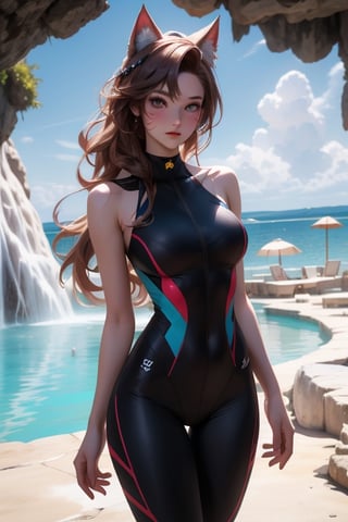 Hair Color Matched Swimsuit, Sweating, Beach, White Skin, Brown Hair, Tight Suit, O-Ring Leggings, Nudity, Mikana_yamamoto, Yaohu, BOTHER, Fate/Stay Fund, Perfect Eyes, edgSDress, Day, Pamukkale , cave, eufemia li britannia