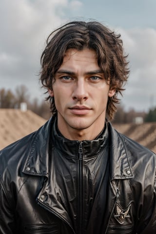 Hyper realistic image of an athletic looking Caucasian man dressed biker uniform. ((The uniform Fox Racing Sports whit Logos: 1.2)). The character should have detailed skin texture, well-defined hands, and hazel eyes that reflect realism. His face should show symmetry in his physical features, and he should have a serious but friendly expression. When standing, the lighting in the scene should be natural and realistic, with a medium shot that shows the character centered in the frame, (looking directly at the viewer: 1.2). ((Also, make sure his entire body is facing the viewer to create a sense of connection: 1.6)).
(Change biker uniform color: 1.8)
(Fund of a BMX track: 1.6)