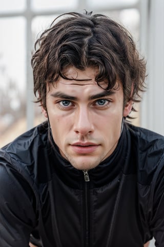 hyperrealistic image of a Caucasian man with an athletic appearance, dressed in a modern, high-tech cyclist uniform. The uniform should be designed with the distinctive colors of the UCI (Union Cycliste Internationale). The character should have detailed skin texture, well-defined hands, and hazel-colored eyes that reflect realism. His face should display symmetry in his physical features, and he should have a serious yet friendly expression. The scene's lighting should be natural and realistic, with a medium shot that shows the character centered in the frame, looking directly at the viewer. Additionally, ensure that his entire body is oriented towards the viewer to create a sense of connection.
(Change cyclist Uniform Color: 1.2)