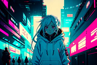 anime girl with White long hair and a white jacket, bottomless, anus, anime style 4 k, cyberpunk anime girl in hoodie, anime style. 8k, anime art wallpaper 8 k, style anime, cyberpunk anime girl, anime vibes, anime art wallpaper 4 k, anime art wallpaper 4k, high quality anime artstyle, portrait anime space cadet girl, digital cyberpunk anime art