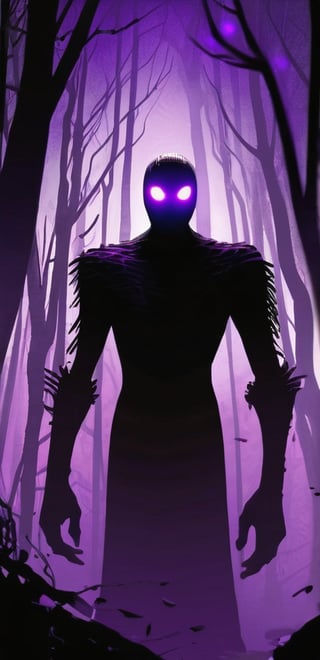  Enderman, Endeman, fantasy world, horror, shadowy figure, scary, , purple glowing eyes