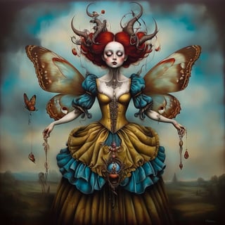 female, in the style of esao andrews, baroque