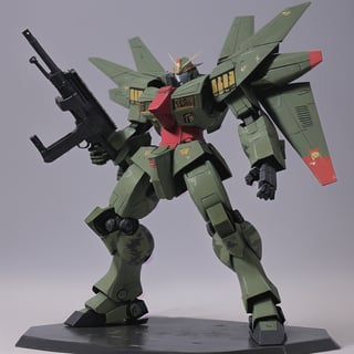 macross_mecha, full figure, F14_tomcat, super_robot, flying_pose, humanoid, combat_airplane, camo_green, camouflage_paint, full_face_mask, beefy, shoulder cannon, standing pose, big rifle, larger_legs, big calves
