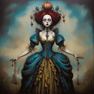 female, in the style of esao andrews, baroque, gothic, full figure