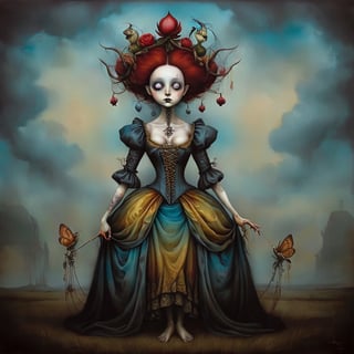 female, in the style of esao andrews, baroque, gothic