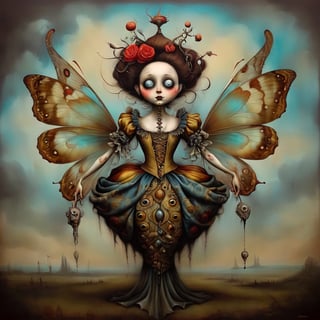 female, in the style of esao andrews, baroque